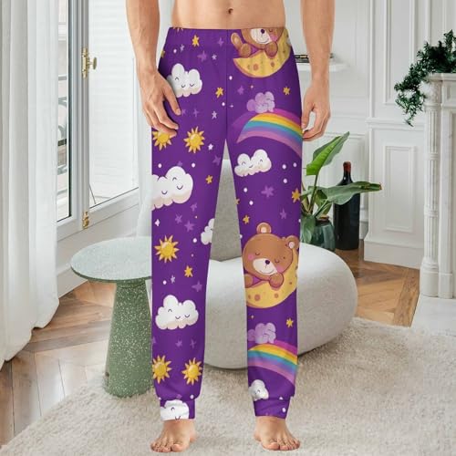 Cartoon Bear Rainbow Sun Moon Men's Pajama Bottoms Sleep Lounge Soft Comfy Pants Sleepwear2