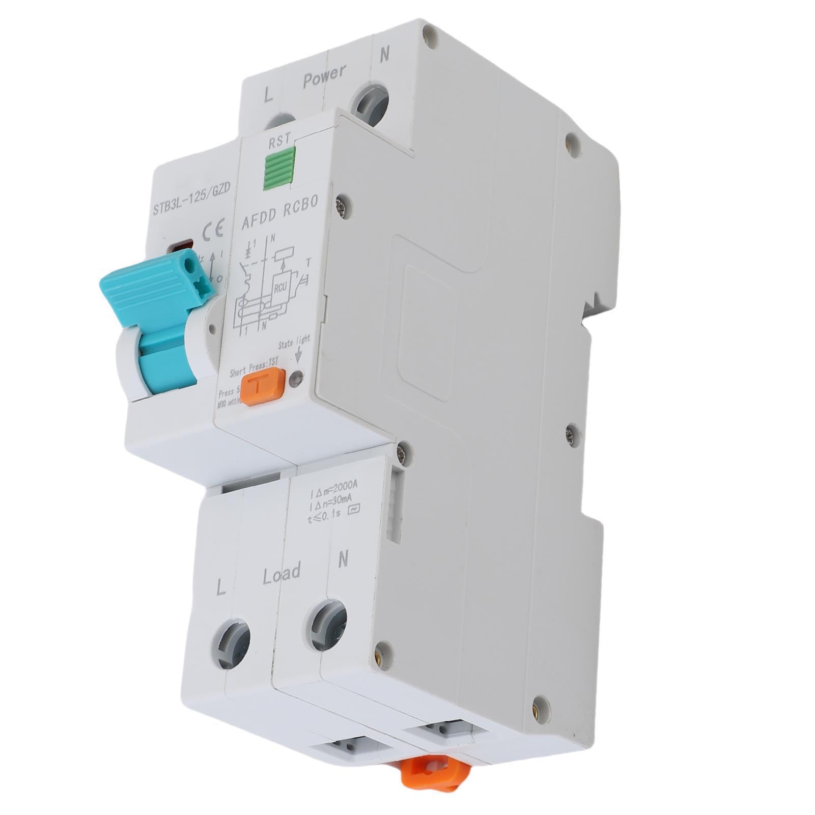 FTVOGUE Interruttore Automatico Salvaarco 1P+N AFDD RCBO RCCB Interruttore Automatico Miniaturizzato 63A con Protezione Dalle Perdite di Sovraccarico per Impianti Elettrici Domestici e Industriali