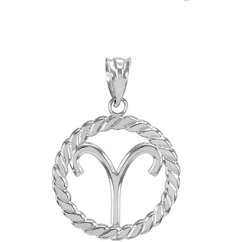 High Polish 14k Gold Roped Circle Zodiac Sign Charm Pendant