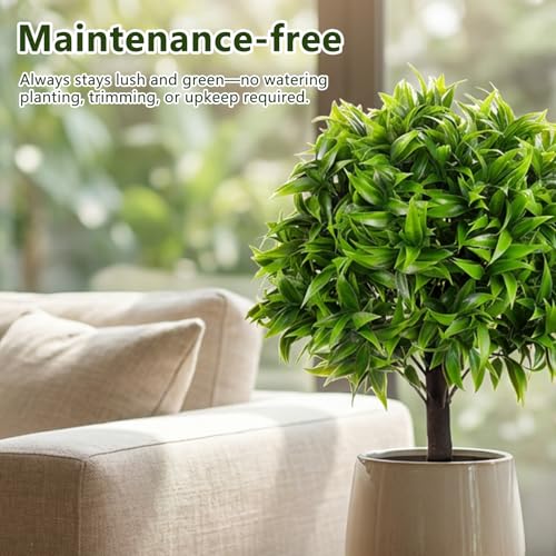 MARCH WIND Artificial Boxwood Topiary with Ground Stake, 18 Inch Faux Greenery Bush for Outdoor Yard, Garden, Walkway & Patio Decor, 17.5” Wide Realistic Faux Plant-2Pcs - Image 6