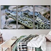 3 Piece Framed Canvas Wall Art Alligators Dramatic Canvas Prints Home Artwork Decoration for Living Room,Bedroom - 16