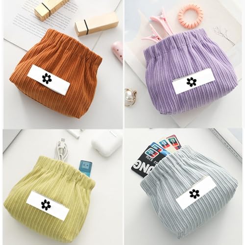 Cautious Corduroy Elastic Hair Tie Organizer,Corduroy Elastic Storage Bag,Elastics Storage Bags for Purse,Corduroys Hair Tie Pouch (E)4