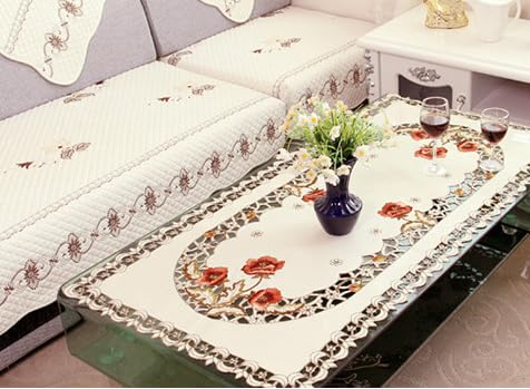 Jadeshay Table Cloth,Washable Table Cover Floral Flower Hollow Embroidered Table Runner Exquisite Tablecloth Cutwork Cabinet Table Decor,for Home Party Banquet(Rectangle) - Image 3