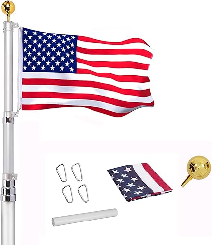 MegaChoice Mástil de bandera para exterior en el suelo, kit de asta de bandera resistente de 20 pies para patio