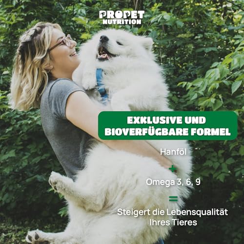 Hanföl für Hunde & Katzen. (700 Tropfen) Kaltgepresstes, reines Hanfsamenöl mit Omega 3, 6 & 9 - Zur Entspannung und für Gelenke - Hanfsamenöl für Tiere