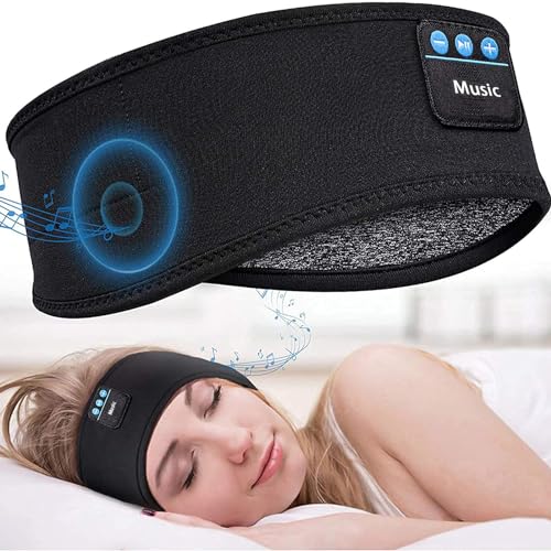 YAUOELECTRIC Auriculares inalámbricos para Dormir con Auriculares de música inalámbrica con Altavoces estéreo HD Ultra Finos, Banda para Dormir música para Correr, Dormir de Lado, Color Negro