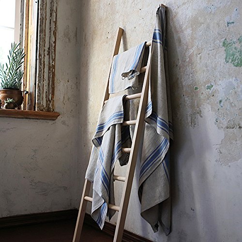 Natural Blue Striped Linen Towels Set Provence