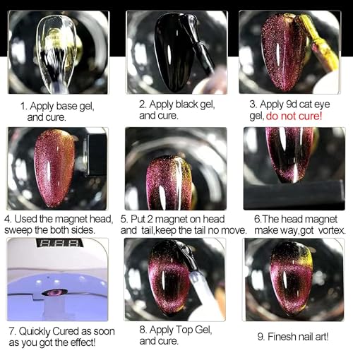 Image of THR3E STROKES 9D Glitter Cat Eye Magnetic Nail Polish Gel Art Manicure DIY at Home Soak Off UV7.5ML (CE10, 7.5ML)