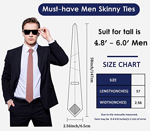 Image of Mantieqingway Mens Skinny Ties,2.56 inch Cotton Neckties Striped Plaid Ties for Groom Groomsmen Wedding Party Christmas