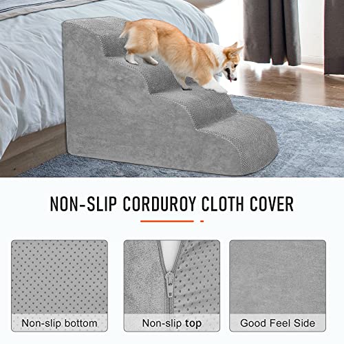 Heeyoo Dog Stairs for Small Dogs, High Density Foam Dog Ramp, Extra Wide Non-Slip Pet Steps for High Beds Or Couch, Soft Foam Doggie Ladder for Dogs Injured, Older Pets