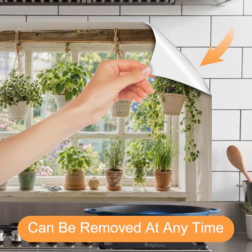 Image of Herb Garden Window Backsplash Peel and Stick, 35.4x23.6 in