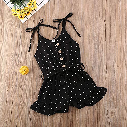 Toddler Kid Baby Girl Strap Sleeveless Romper Halter Heart Jumpsuit Bodysuit Shorts Overalls Summer Outfits Set2