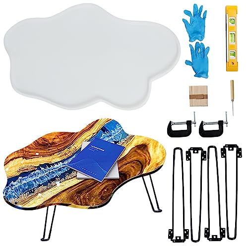 Large Resin Epoxy Table Mold Set - 24 Inch Silicone Tray with 4pcs Legs for Charcuterie River & Coffee Tables DIY Cutting Board & Art