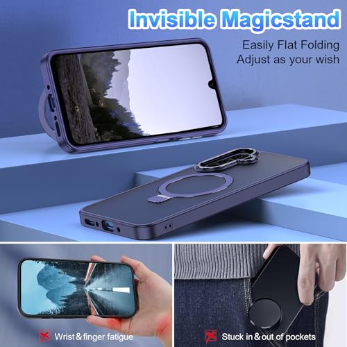 Hensione for Galaxy A17 5G Case,[Compatible with MagSafe][Invisible Magnetic Stand Ring Holder],Slim Shockproof Translucent Matte Back Cover for Samsung Galaxy A17 5G 6.7",Blue - image 4