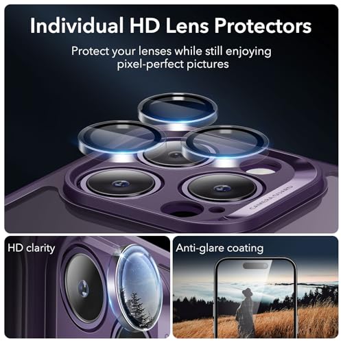 Image of ESR for iPhone 14 Pro Max Case, Compatible with MagSafe, Full-Body Military-Grade Drop Proof Case with Built-in 9H+ Tempered Glass Screen Protector, Armor Series, Clear Purple