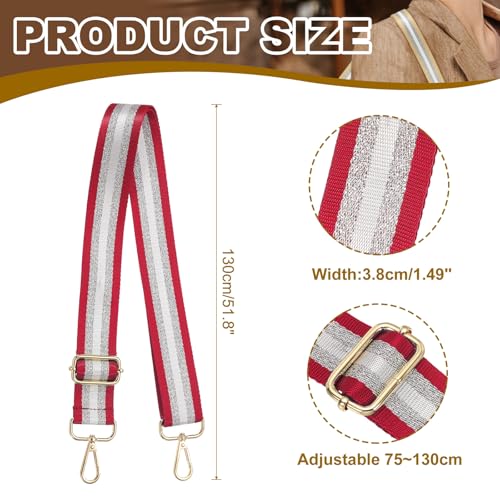 Image of PATIKIL Purse Strap, Wide Shoulder Strap Adjustable Crossbody Bag Straps Universal Replacement Shoulder Bag Belt for Women's Handbags Canvas Guitar Bag Backpack, Red