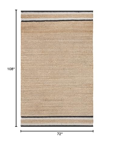 SAFAVIEH Natural Fiber Collection Area Rug - 6' x 9', Natural & Black, Handmade Farmhouse Boho Coastal Rustic Jute, Ideal for High Traffic Areas in Living Room, Bedroom (NF874B) - Image 2
