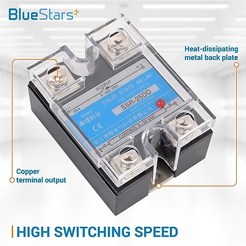 Bluestars SSR-25DD Dc To Dc Input 3-32Vdc Output 5-200Vdc 25A Single Phase Semi-Conductor Relay Module thumb #2