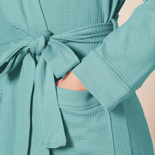 Image of Amazon Essentials Women's Lightweight Cotton Waffle Mid-Length Bathrobe (Available in Plus Size)