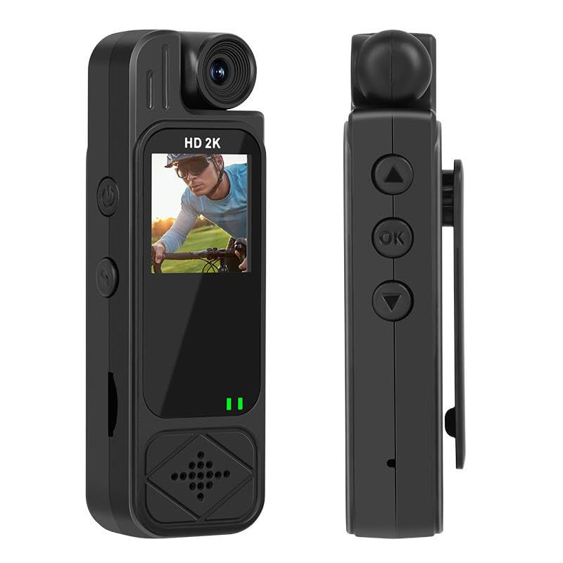 Image of Mini Body Camera 1080p Video Recorder with Audio - 180 Rotatable Lens, Night Vision, Motion Detection & 1.3 inch Screen. Wearable Pocket Cam for Security & Home (USB-C)