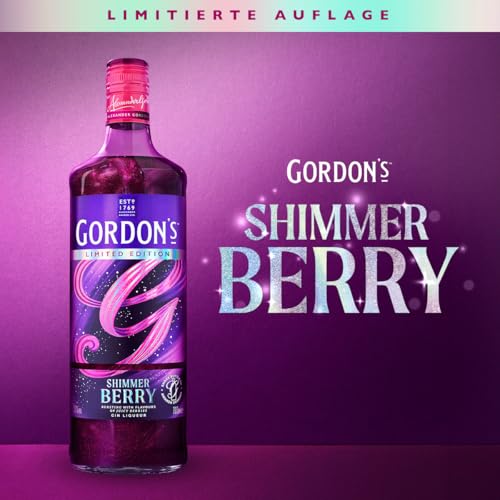 Gordon's Shimmer Berry Gin Likör, Einzigartiger Glitzer-Effekt, Limitierte Auflage, mit Aromen von saftigen Beeren, 20% vol, 700ml Einzelflasche