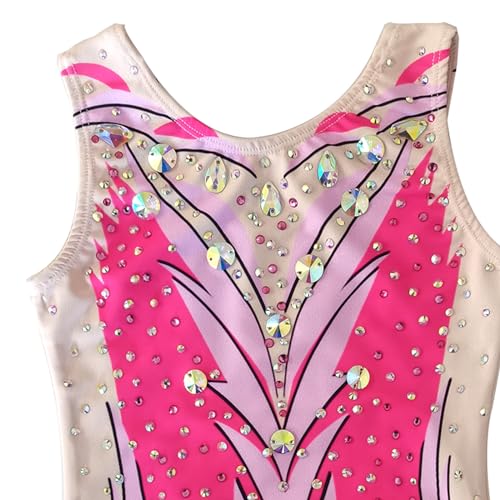 Girls' Pink Sparkly Patterned Synchronized Swimsuit for Children's Competition Performances Shimmering Style4