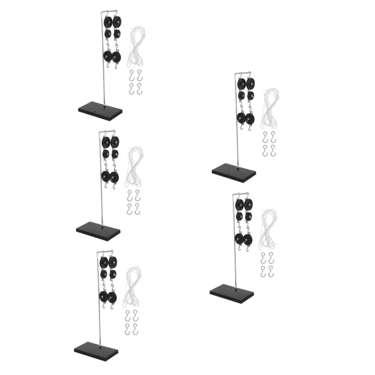 PRETYZOOM 5 Juegos Kit de Poleas para Experimentos Escolares con Base Galvanizada Estable Sistema de Poleas Sencillo y Doble para Enseñanza de Física y Análisis de Fuerzas Aulas