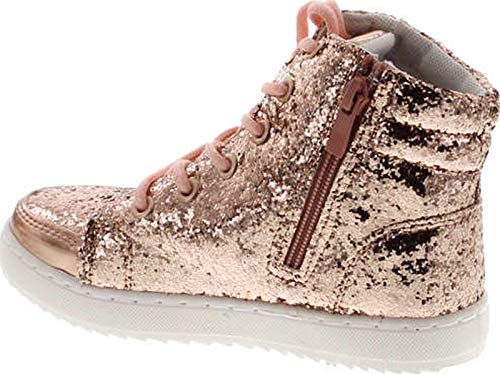 Link Ultra-69K Girl's Glitter Lace Up White Sole Ankle High Top Street Sneakers3