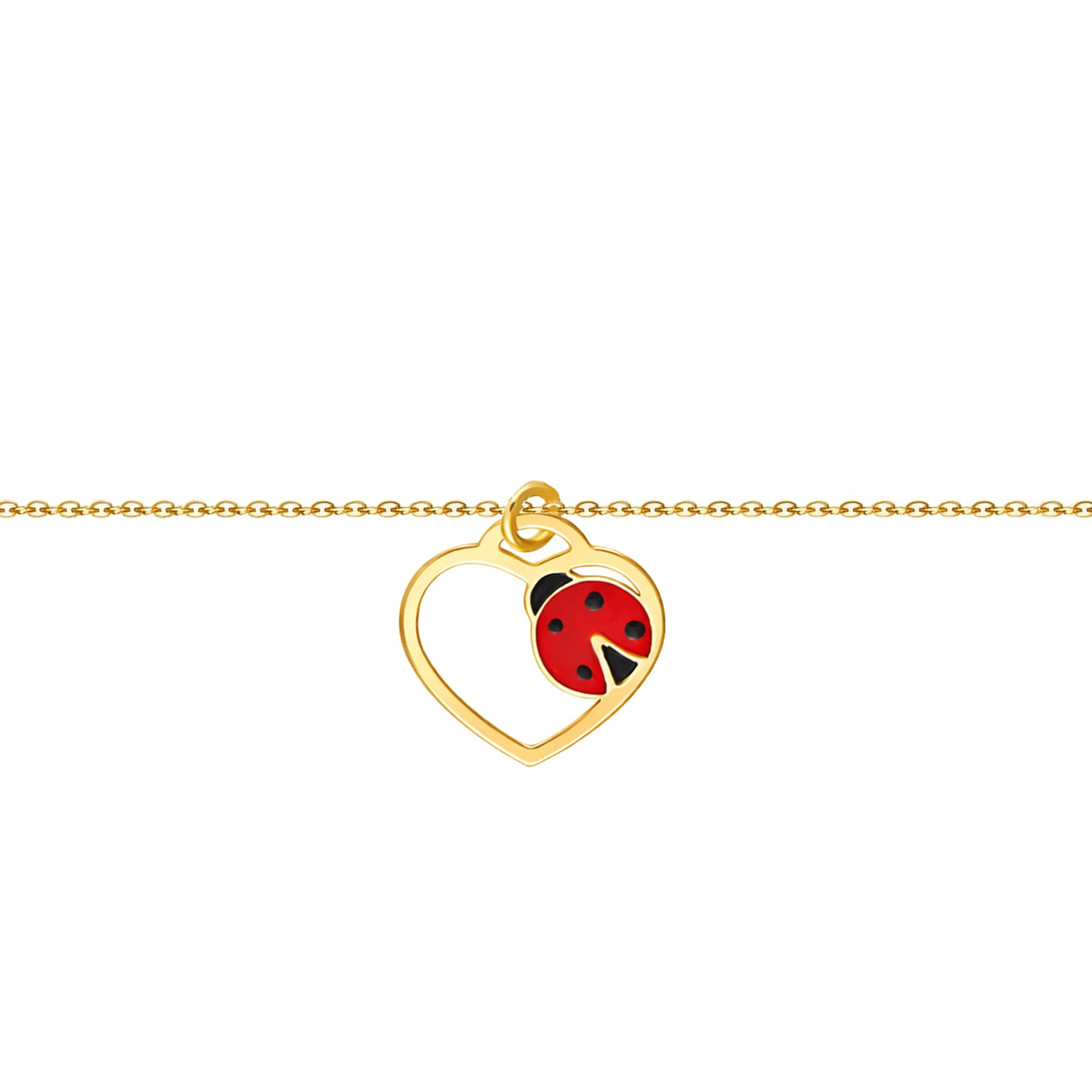 Sakrami Bracciale Argento 925 Bimba con Coccinella Smaltata su un Cuoricino Kids Collection Rodiato o Dorato + Confezione Regalo Personalizzata - Braccialetto per Nascita Comunione o Battesimo