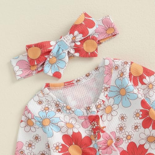 Merqwadd Baby Girl Footies Newborn Zipper Sleeper 2 Pack Ruffle Pajamas Romper Coming Home Outfit thumb #2