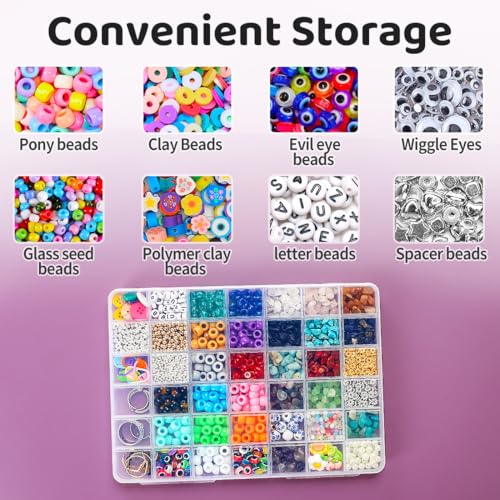 Image of Eppingwin 42 Grids Bead Organizer, Craft Organizers and Storage, Acrylic Organizers, plastic Bead Organizer Box for Crafts Organizing Storing (4 pack)