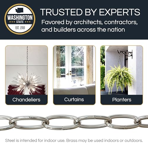Image of RCH Hardware CH-ST63-U57-PC Steel Chandelier Chain 3 Gauge, Polished Chrome (1 Foot)