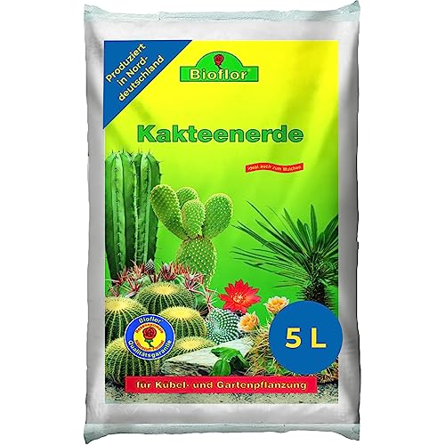 Bioflor Kaktus-Erde Premium 5 L I Kakteen-Erde für gesundes Wachstum I nährstoffreiche Pflanzenerde Zimmerpflanzen & Garten I Kakteen & Sukkulenten-Erde I Blumen-Erde für Kaktus-Pflanzen