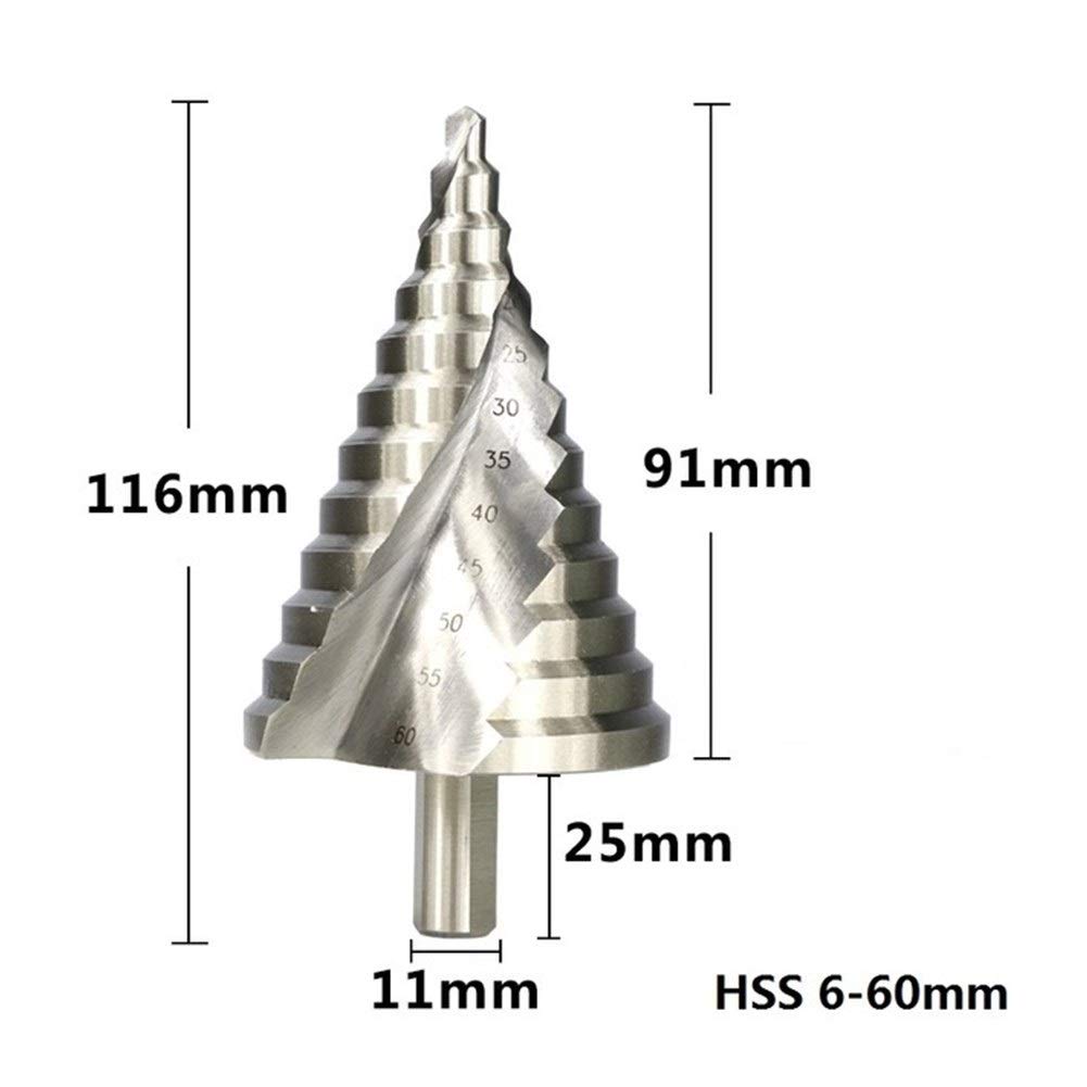 Punta per trapano a gradini in metallo HSS con codolo rotondo a gradino, 1 pezzo 6-60 mm a spirale per legno (colore 1 pezzo 6 60 mm)