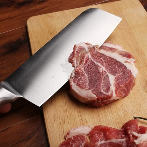 Image of Knife, Butcher Knife, Meat Cleaver Knife Chopping, Cooking Chef Butcher Knife, Sharp Santoku Knives, Kitchen Tools Utensils Nakiri, 12 in (Pack - 2)