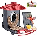 Osoeri Bird Feeder with Camera, Smart AI Identify Wild Bird Feeders Camera, 1080P Auto Capture Bird's Video & Motion Detection, with DIY Add-ons & Hummingbird Feeder, Gifts for Bird Lover (Red Black)