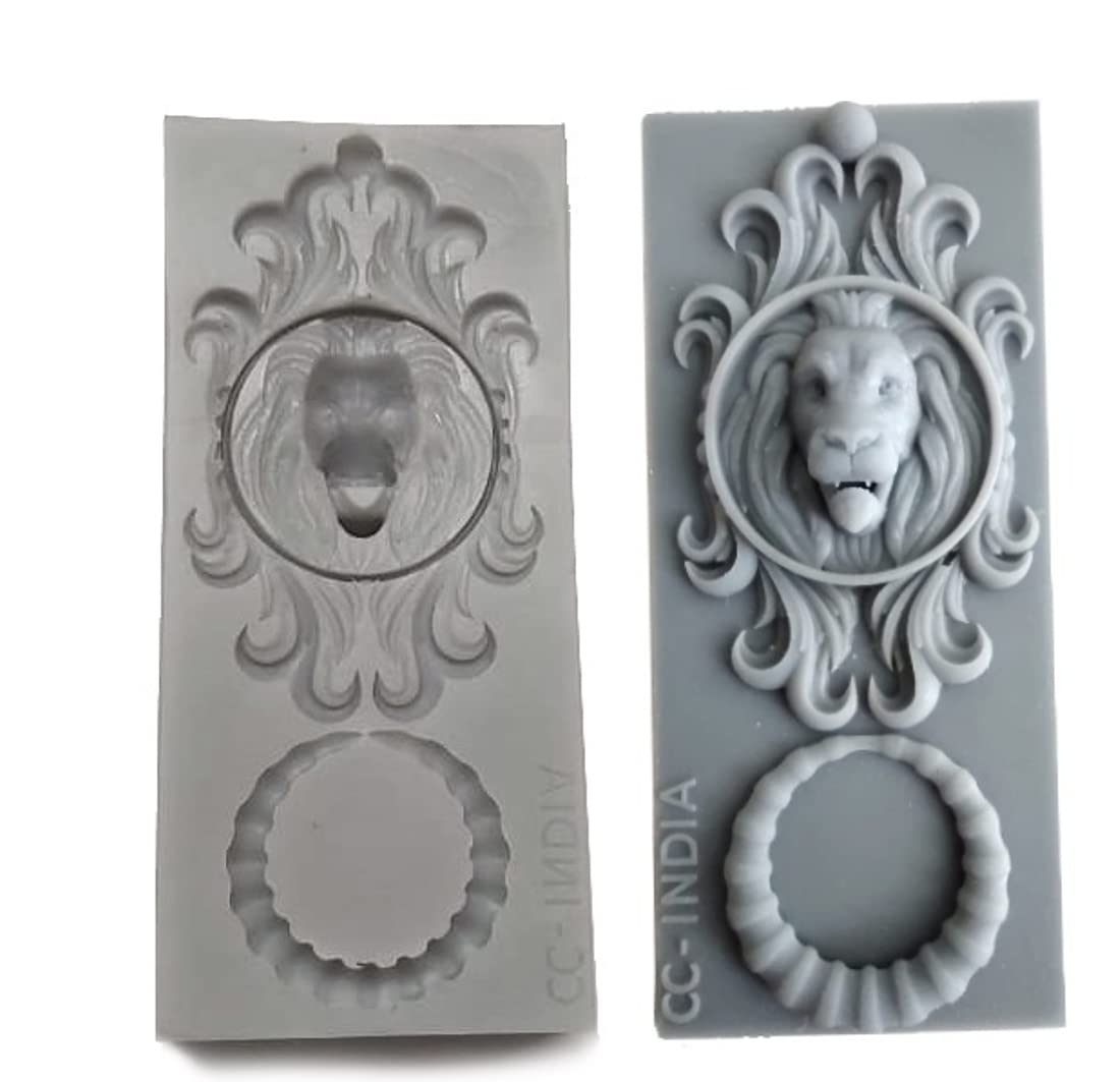 CRAFTIAL CURVE AMZ loin Head Door Knocker Pattern Silicone Mold DIY Cement Resin Chocolate soap Frame Pattern Flexible and Reusable Silicone Mold-image-42