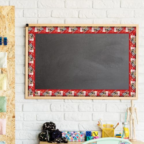 Image of Whaline 32.8Ft Movie Night Bulletin Board Border Red Black Now Showing Die Cut Trim Border Roll for Classroom Chalkboard Wall Decor
