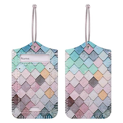 WALNEW Luggage Tag- Initial Bag Tag with Stainless Steel Loop Suitcase Label 2 Pieces Set (Diamond, 2 Piece)