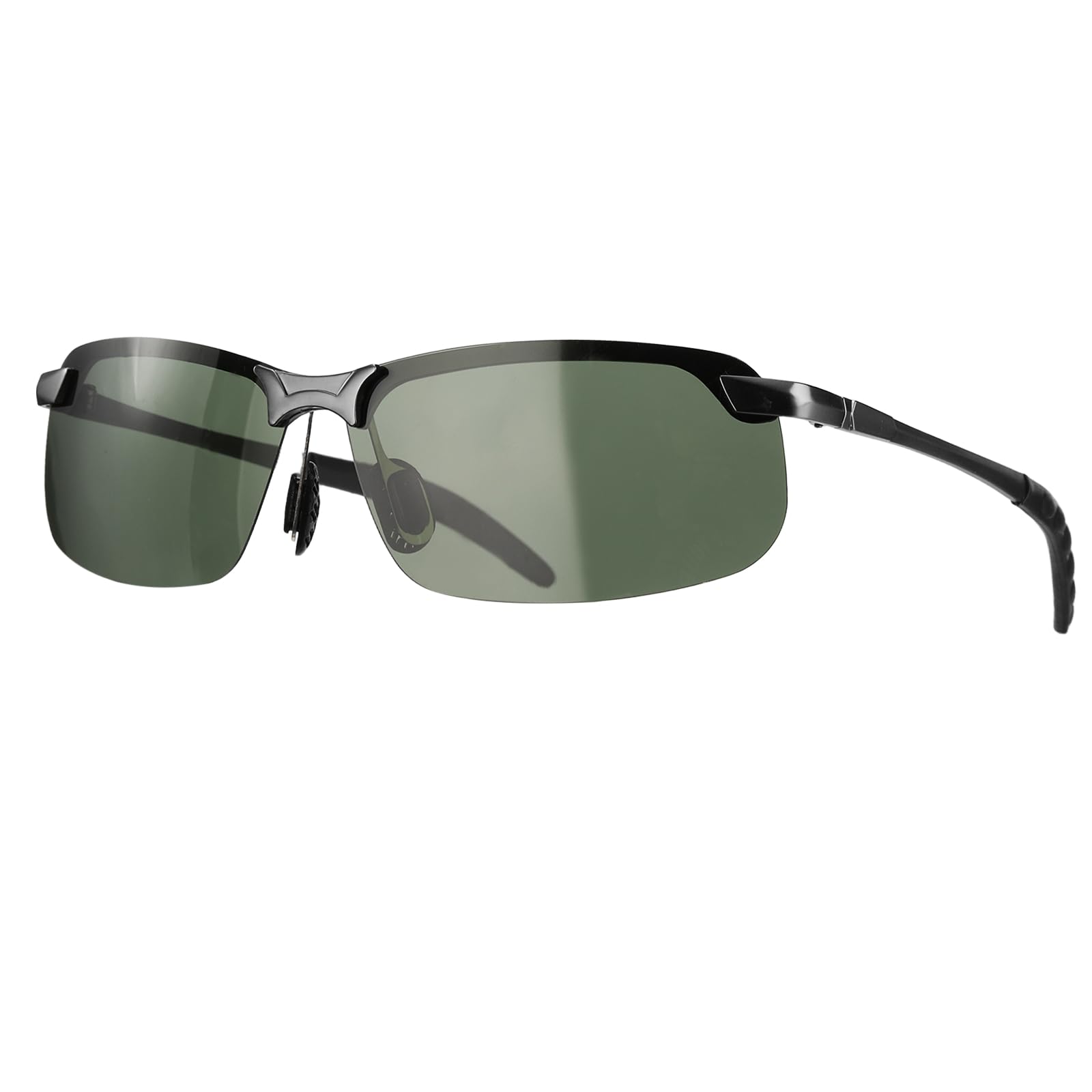 sourcing map Polarized Sports Sunglasses for Men Womens, UV400 Protection 27g Lightweight Adjustable Nose Pad & Bendable Temples Cycling Goggles for Running Skiing Fishing, Gun Gray/Green