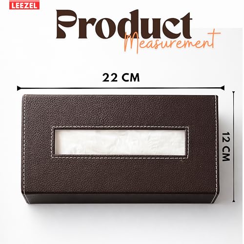 Image of LEEZEL| Tissue Box Holder with 100 Pulls Cotton Rags Tissue | Handcrafted Fine Leather - Like Finish | for Gifting, Office Desks, Cars & Home Decor | Durable & Water Resistant. (Chocolate)