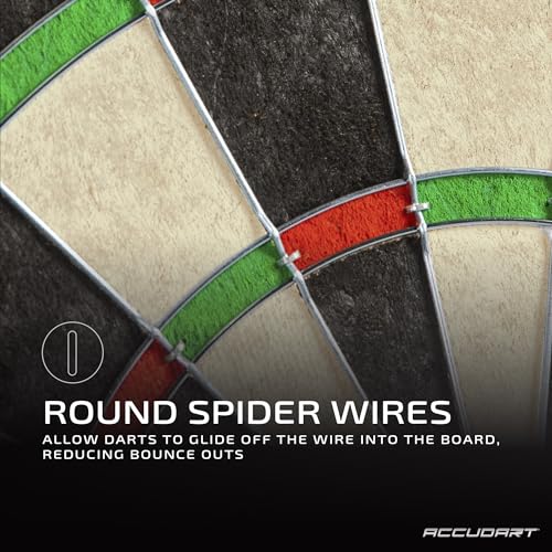 Accudart Rival Official Size Bristle Dartboard - 18 x 1.5 with Rotatable Metal Ring and Staple-Free Bullseye