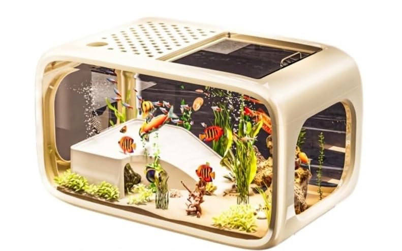 Amazon | Javrynx 水槽セット 金魚メダカ飼育容器 小型蓋付き 水換え