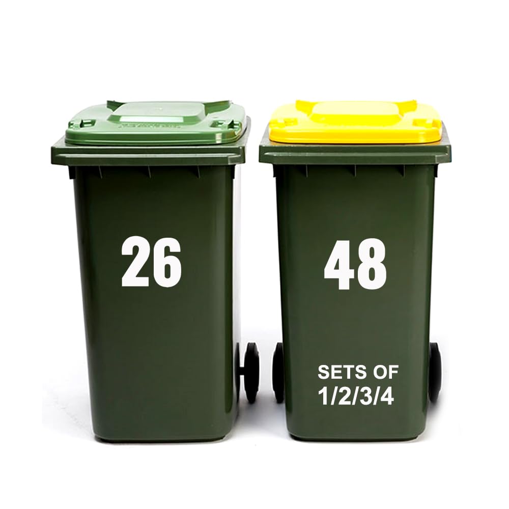Papa Prints Green Personalised Bin Numbers (17 Cm) - Waterproof Stickers For Wheelie Bins