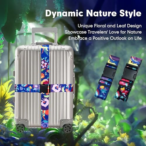 Image of Luggage Straps for Suitcases, Eye-catching Suitcase Strap, Adjustable Travel Belt Accessories Luggage Connector Identifiers Over Handle with Buckle,Suitcase Straps to Hold Suitcases Together (Blue)