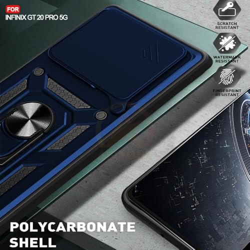 Image of Armor Bumper Back Cover Case for Infinix GT 20 Pro 5G | Rotating Camera Cover, Ring Holder & Kickstand | Heavy Duty & 360 Degree Protection Infinix GT 20 Pro 5G Back Cover (Blue)