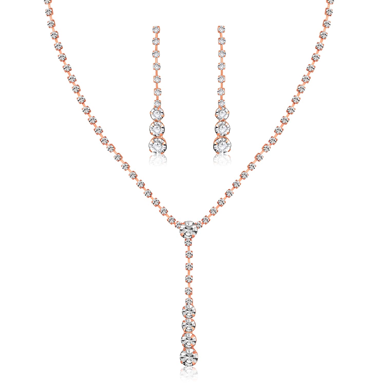 peora Cubic Zirconia Studded Pendant Style Necklace & Drop Earrings Jewellery Set for Women & Girls-picture-16