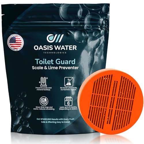 Oasis Water Technologies Toilet Guard Hard Water & Limescale Drop-In Toilet Tank Tablet | Polyphosphate Formula | Helps Reduce Rings, Stains & Mineral Buildup | Bleach-Free 180-Day Tablet