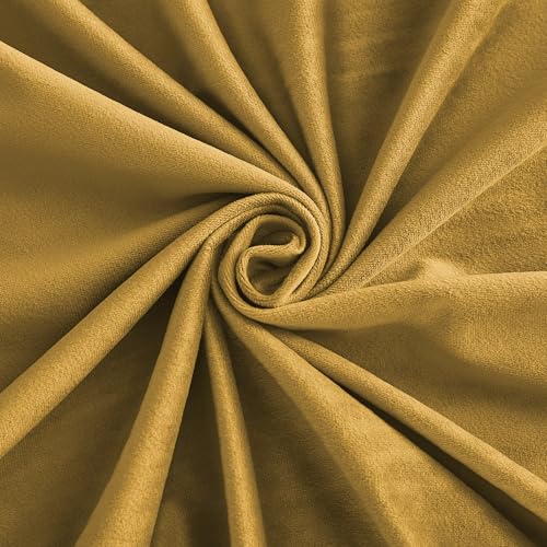 Image of RYB HOME Rich Gold Brown Velvet Curtains 84 inches, Thermal Insulated, Light Blocking, Elegant Rod Pocket Velvet Drapes for Living Room, 52 inch W x L102 L, 2 Panels Set