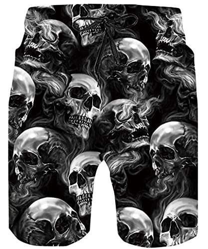 ALISISTER Maillot De Bain Homme Shorts 3D Crâne À Séchage Rapide Vacances Surf Boardshorts avec...